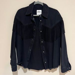 Zara fringe denim jacket